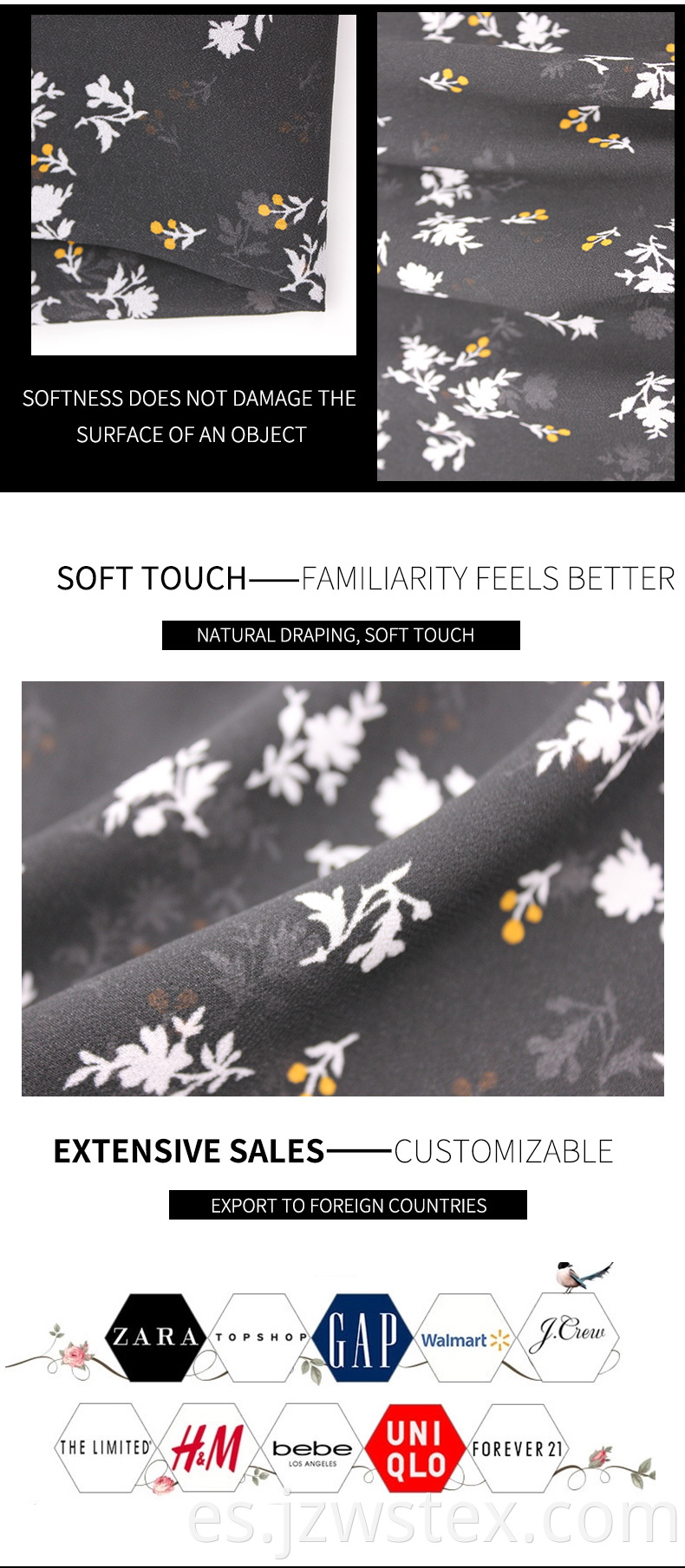 Textiles para el hogar tela de gasa crepé impresa poliéster digital personalizado